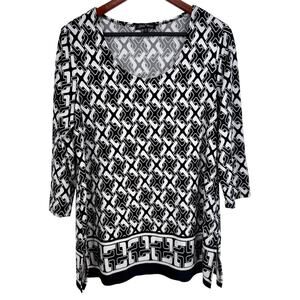 Slinky Brand PL Petite Large Black White Stretchy Blouse Shirt Top Wearable Art